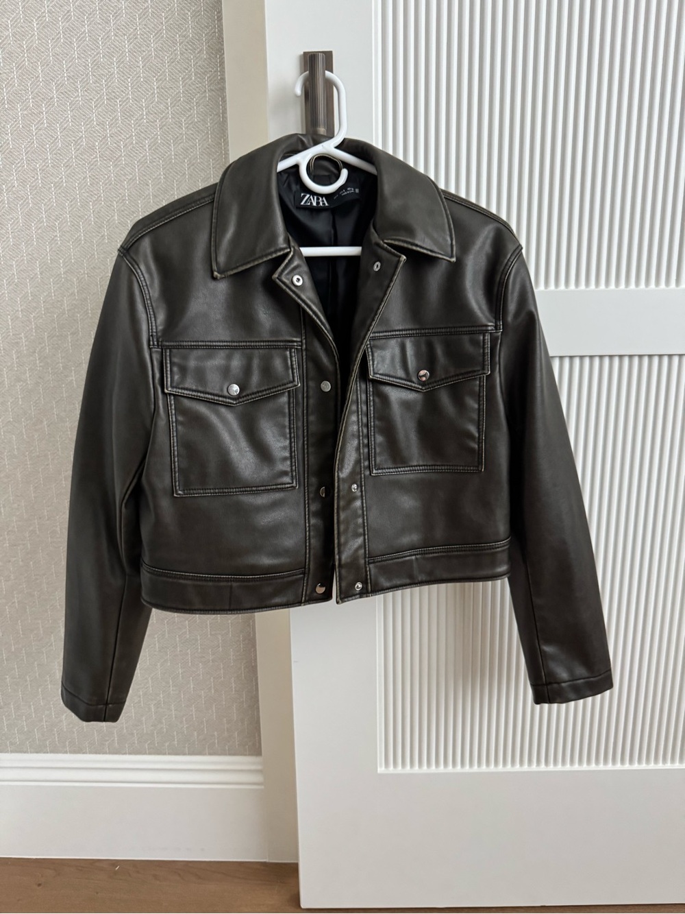 Zara Women's Faux Leather Cropped Jacket